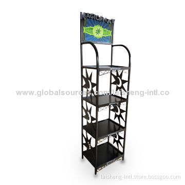 Beer and Wine Display Stand with 4 Shelves, Measures 22.7 x 12.25 x 77 Inches